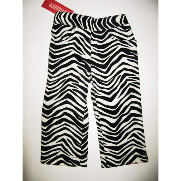Gymboree black white zebra animal print velveteen cord pull on pants 12-18-24 2T - Picture 2 of 2